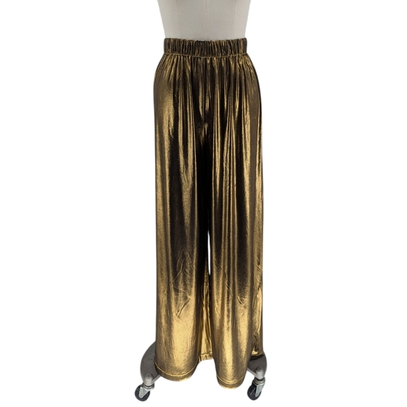 19873 American Apparel Metallic Wide Leg Pant Gold size Small retro 90s casual - Picture 3 of 7